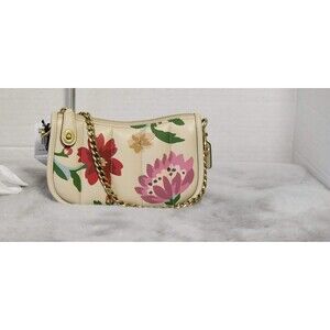 COACH Floral Quilted Swinger 20 Handbag Clutch Leather Ivory C7208  NWT